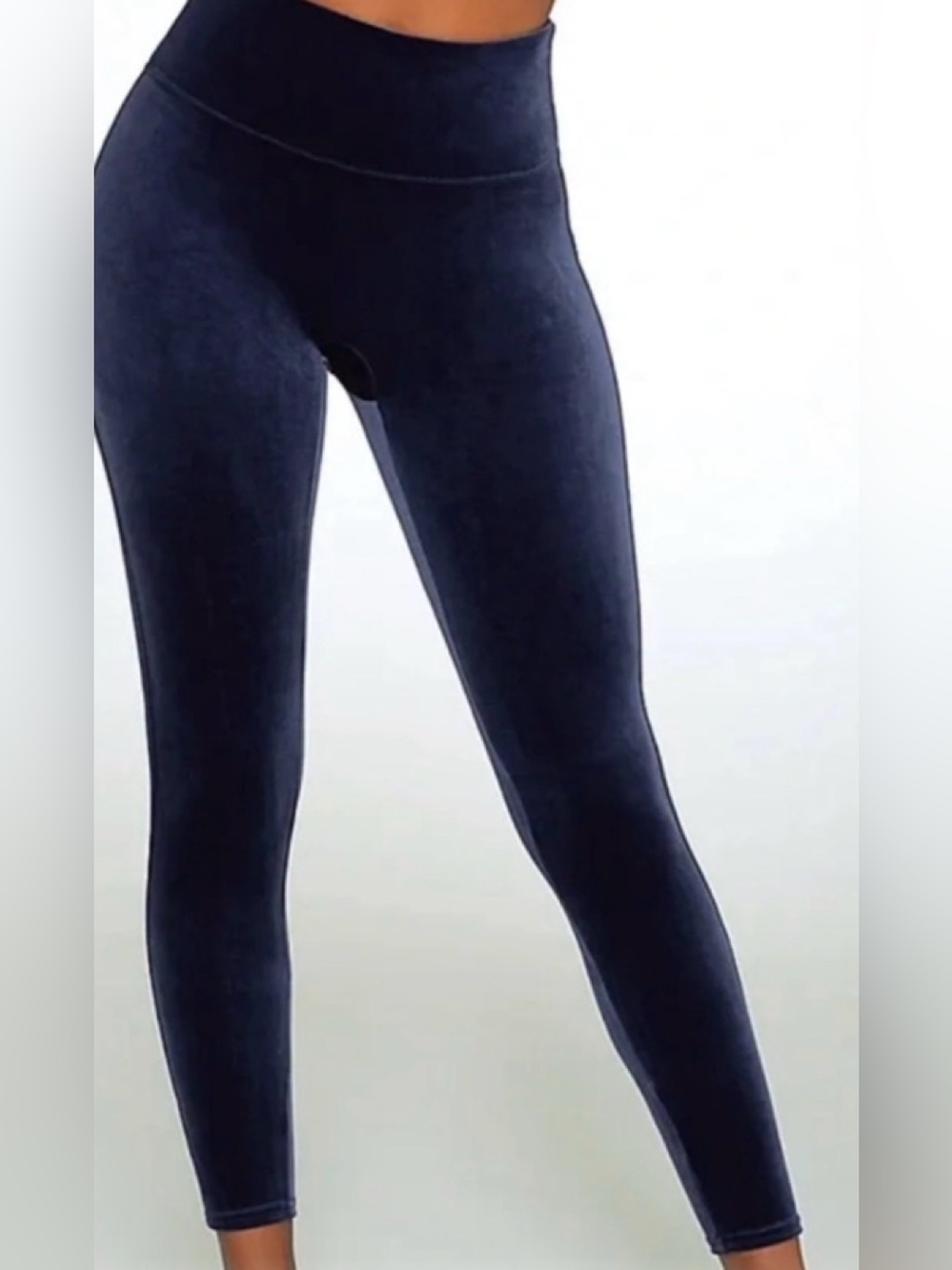 Navy Velvet High-Waist Leggings